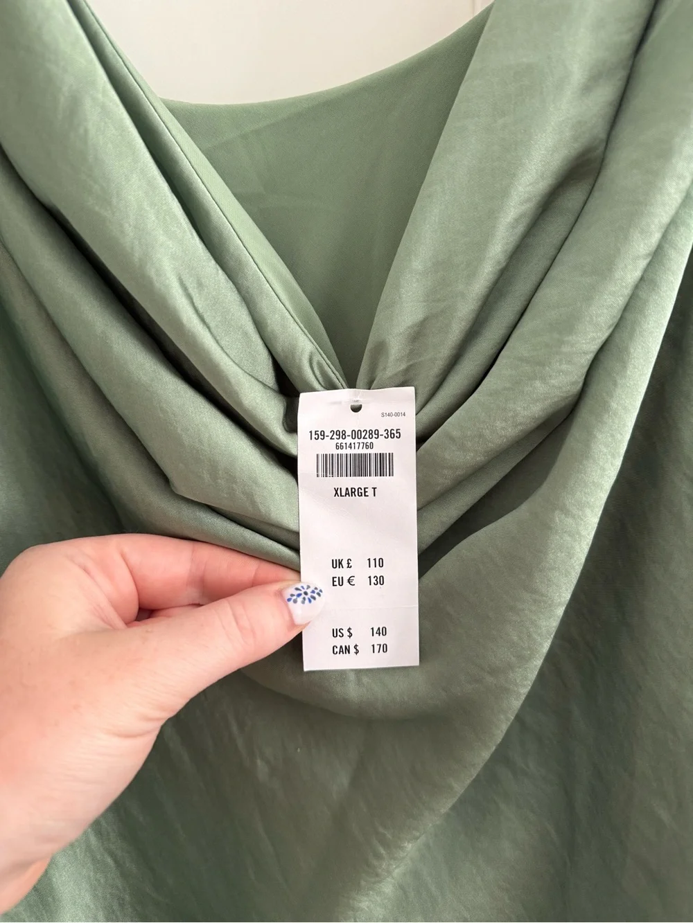 Abercrombie & Fitch Sage Green Draped Cowl Maxi Dress